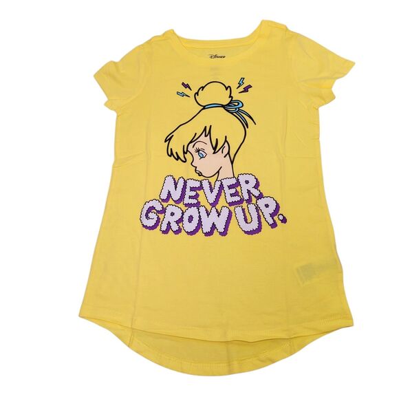 Spotted Zebra Girls Tinker Bell Never Grow Up Short-Sleeve Shirt Yellow M(8) - Picture 1 of 8